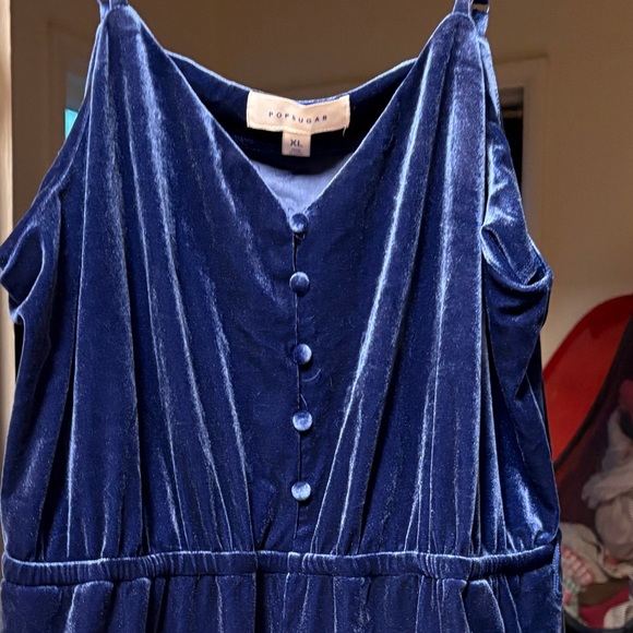 POPSUGAR Deep Blue Velvet Jumpsuit - Picture 2 of 13